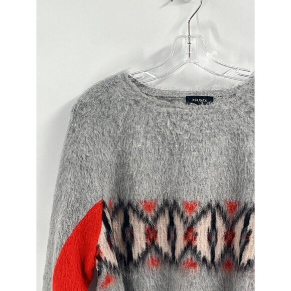 Max & Co Gray Crew Neck Crop Sweater Mohair Alpaca Sz Small - Picture 4 of 7